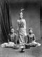 Burma / Myanmar: Studio portrait of a professional group of Bamar dancers, late 19th century